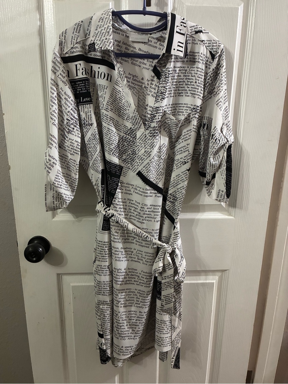 New York & Company Women’s Large Newspaper Print Dress